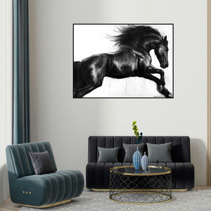 Anand Sai's 'Energy (Leaping Spirit)' painting visualized above a sofa in a contemporary room.