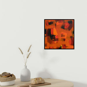 In-situ view of Jayesh Borse's 'Energy (Warm Abstract Composition)' painting in a room