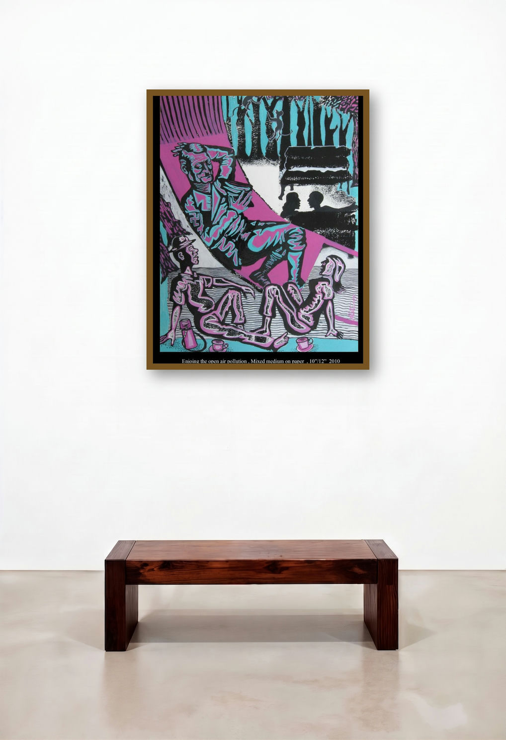 Enjoying The Open Air Pollution (Urban Oasis) by artist Mithun Dasgupta displayed in a Art Deco Penthouse