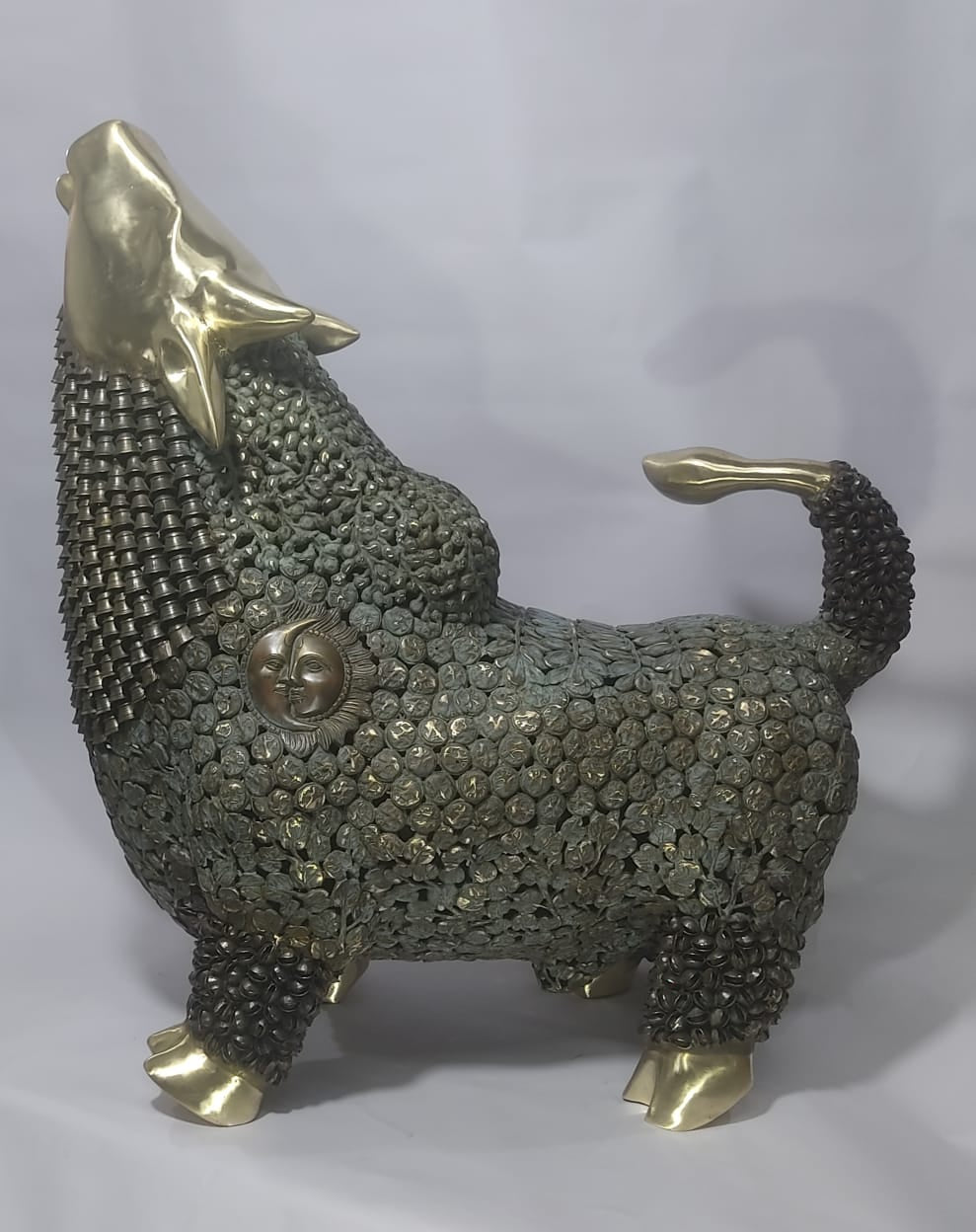 'Enlighten' animals Bronze sculpture by artist Ratan Saha, 38x36 inch, on bronze