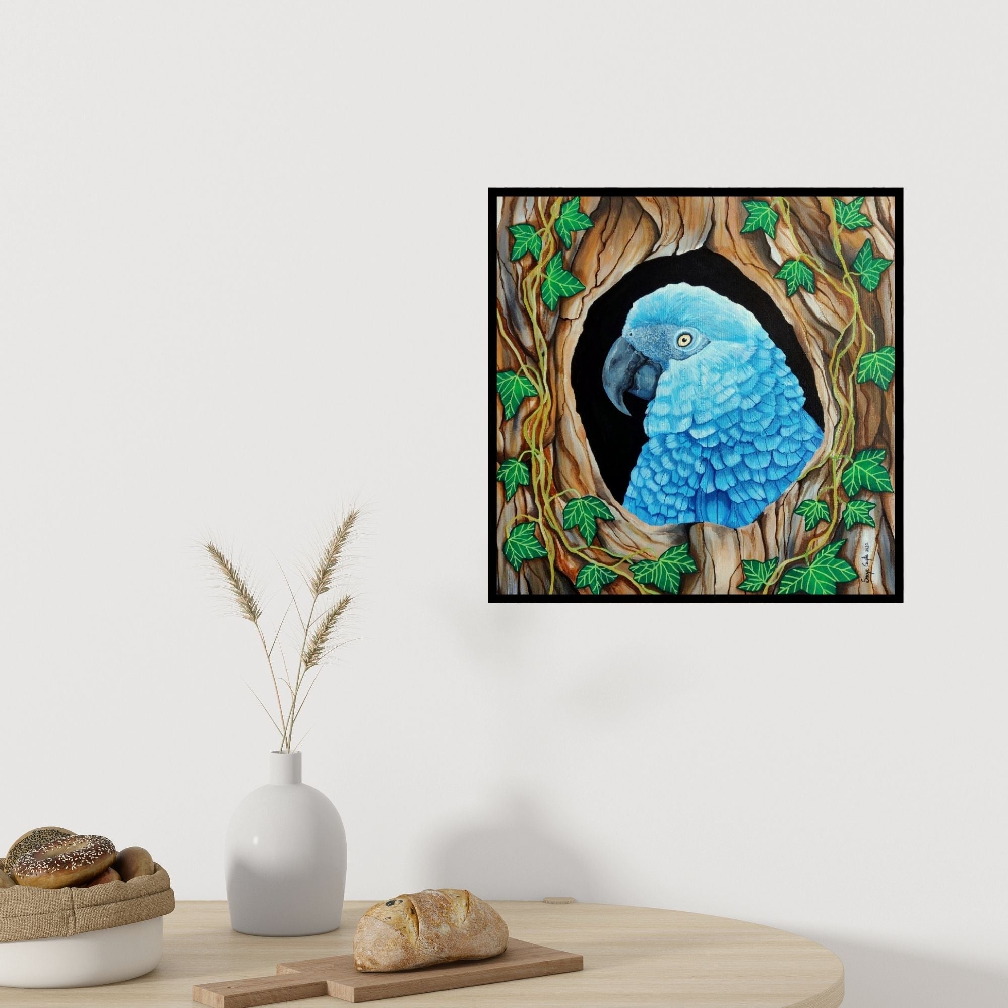 In-situ view of Sreya Gupta's 'Ensconce' painting in a room