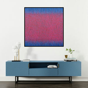 'Entangled 2' painting by Satish Bhaisare shown on a wall in a furnished room.