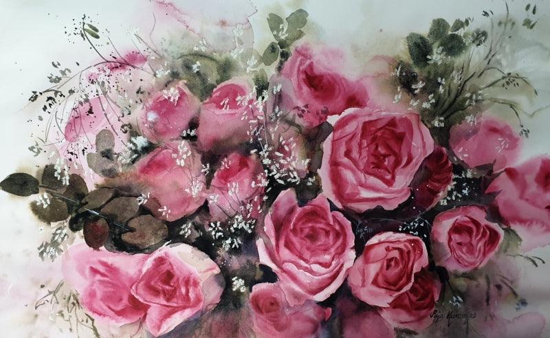 Nature watercolor painting titled 'Essence', 15x22 inches, by artist Puja Kumar on Paper