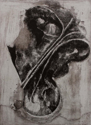 Etching (Emergent Form) by Murali Chinnasami, Original Acrylic Abstract Painting on Wood, Small Vertical Wall Art