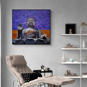 In-situ view of Rajnikanta Singh's 'Eternal Bliss (Eternal Bliss)' painting in a room