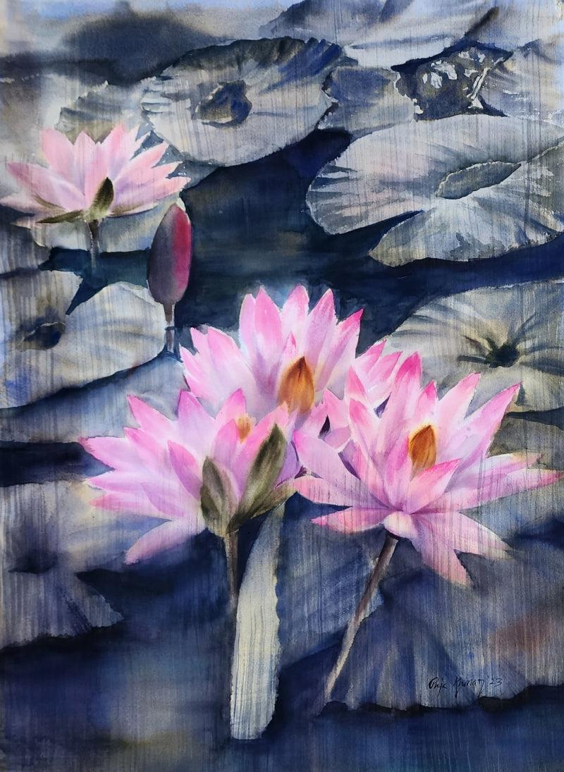 Nature watercolor painting titled 'Ethereal 1', 30x22 inches, by artist Puja Kumar on Paper