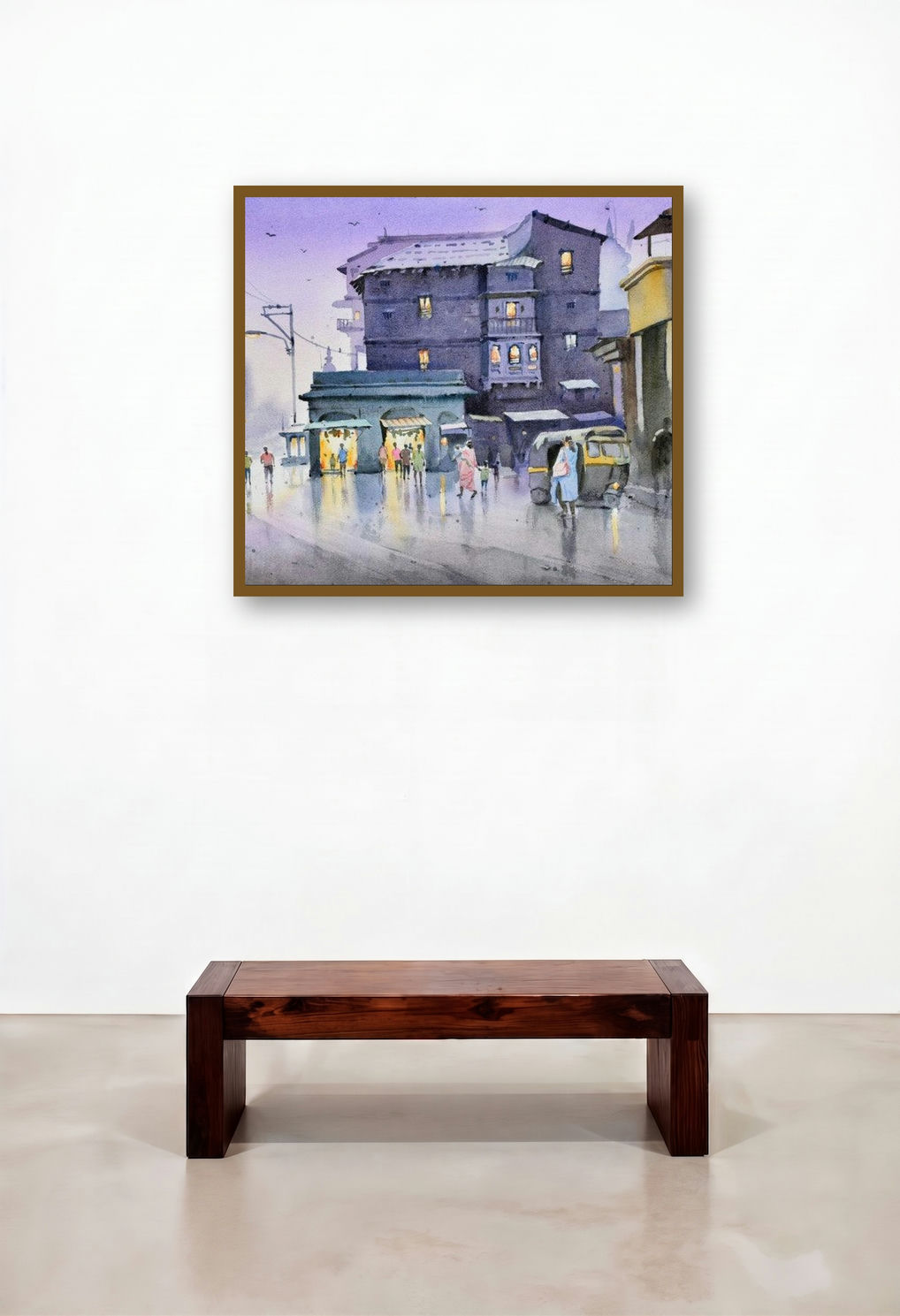 Evening At Nashik (Twilight Stroll) by artist Ambadas Nagpure displayed in a Elegant Penthouse