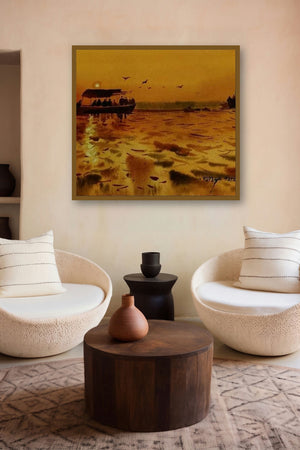 Evening Glory (Golden Hour**) by artist Rupesh Patil displayed in a Luxury gallery