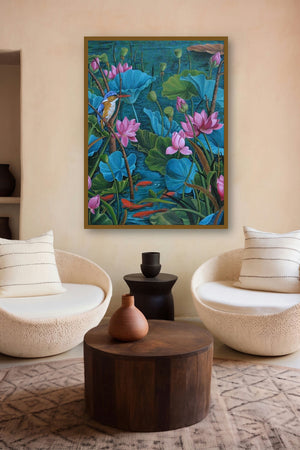 Evening Song 1 (Serene Sanctuary) by artist Vani Chawla displayed in a Contemporary Exhibition gallery
