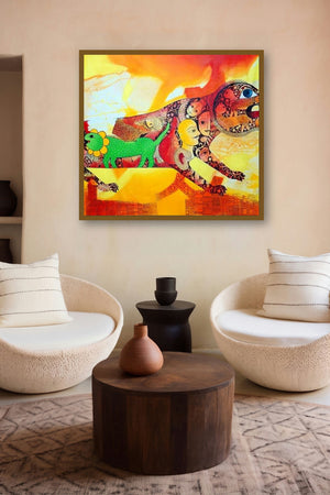 Excuse Me (The Lion's Transformation) by artist Meenakshi Jha Banerjee displayed in a Contemporary Exhibition gallery