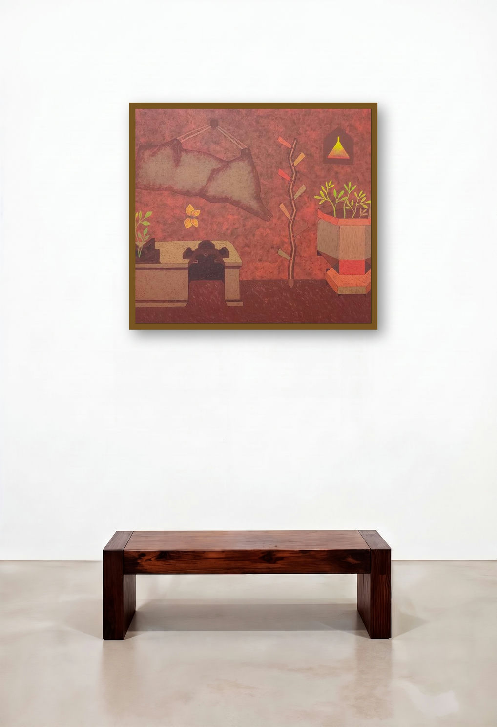 Existence 18 (Sacred Sanctuary**) by artist Amol Khade displayed in a Boutique Hotel Style Hotel Lobby