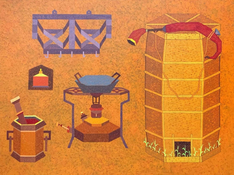 Existence' contemporary acrylic painting by artist Amol Khade, 36x48 inch, on canvas