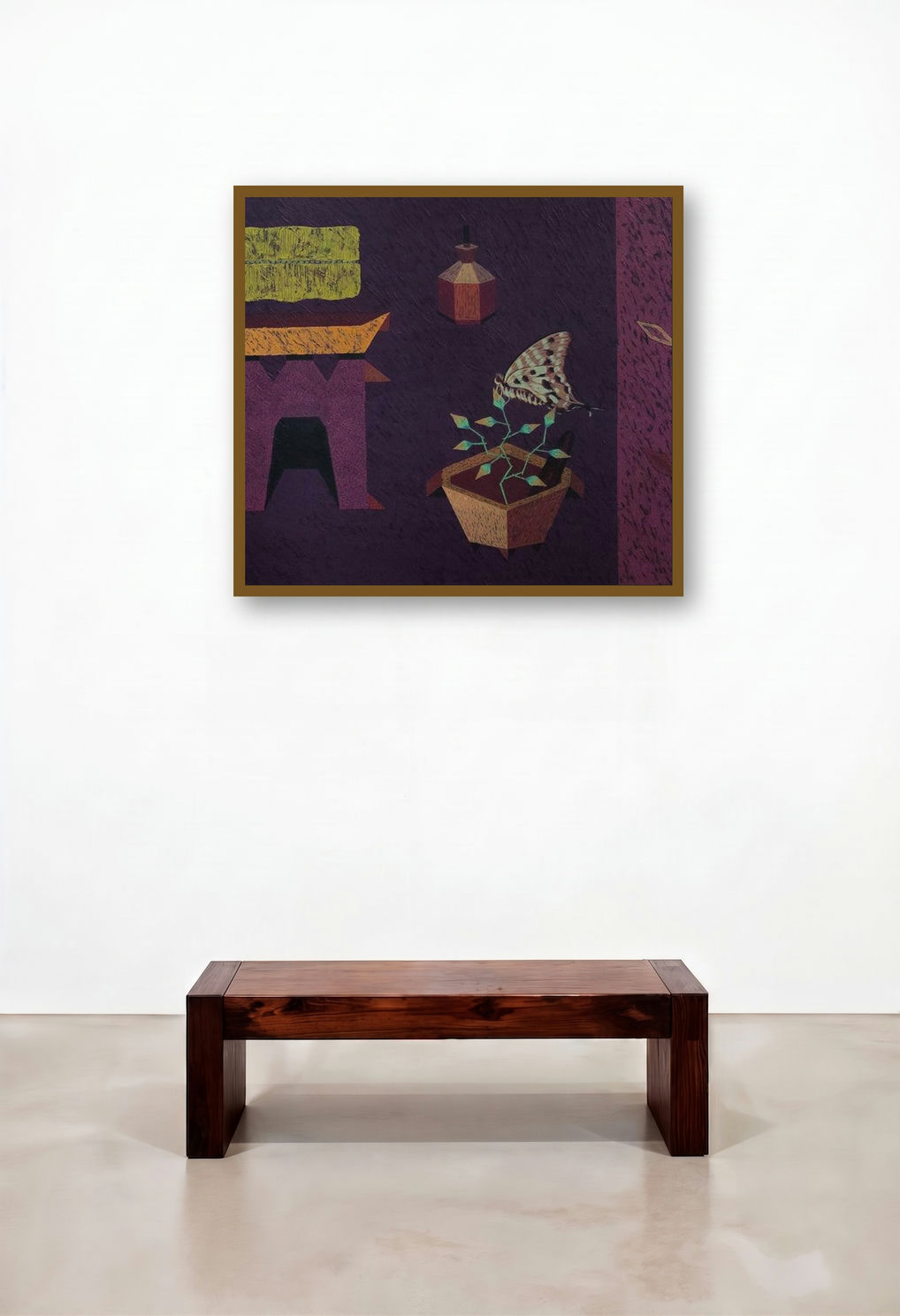 Existence 4 (Tranquil Moment**) by artist Amol Khade displayed in a Japandi Hotel Lobby