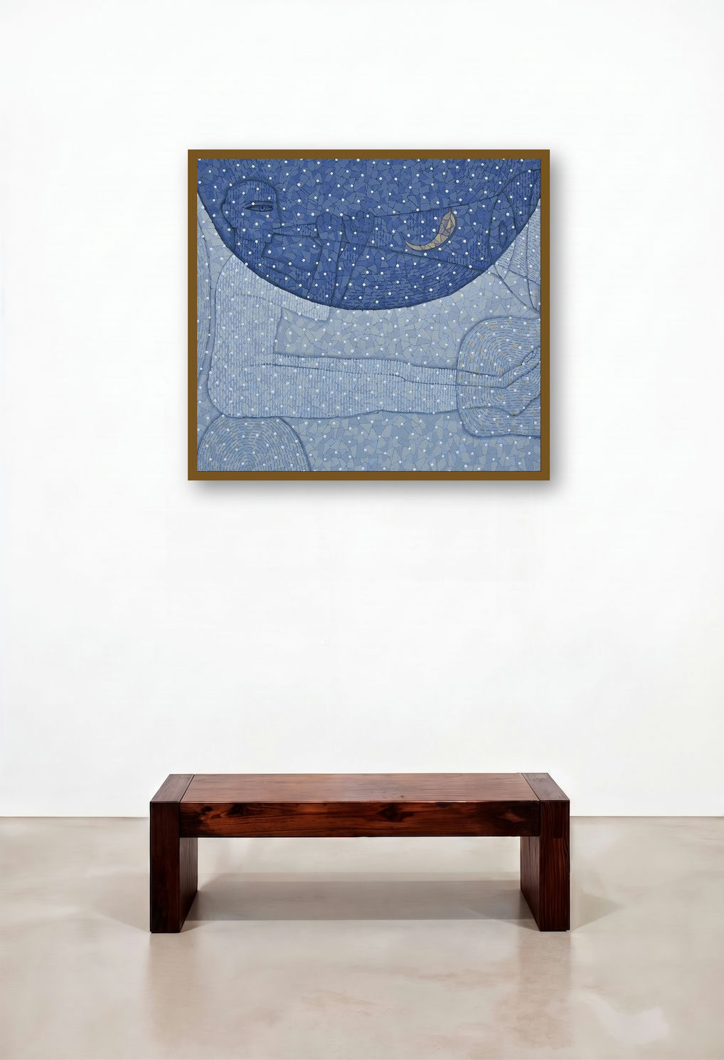 Exploiter (Under a Moonlit Sky) by artist Pravin Randive displayed in a Minimalist Lounge
