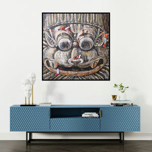 'Exploring The Divine Iii' painting by Suruchi Jamkar shown on a wall in a furnished room.