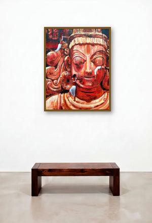 Exploring The Divine Ii by artist Suruchi Jamkar displayed in a Mid-Century Modern Dining Room