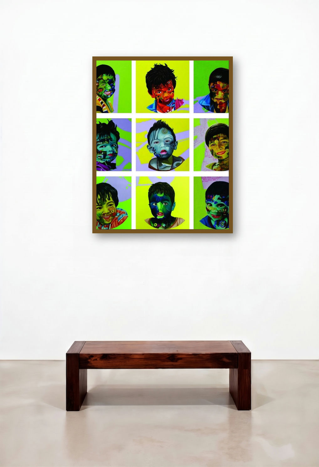 Expression 2 (Childhood Portraits) by artist Jitendra Saini displayed in a Minimalist Family Room