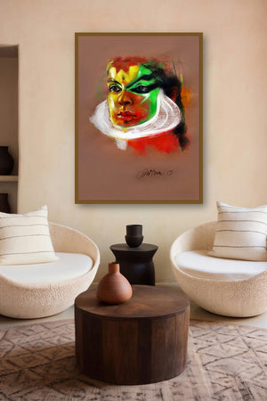 Expression (Kathakali Portrait) by artist Mithun Dutta displayed in a Contemporary Exhibition gallery