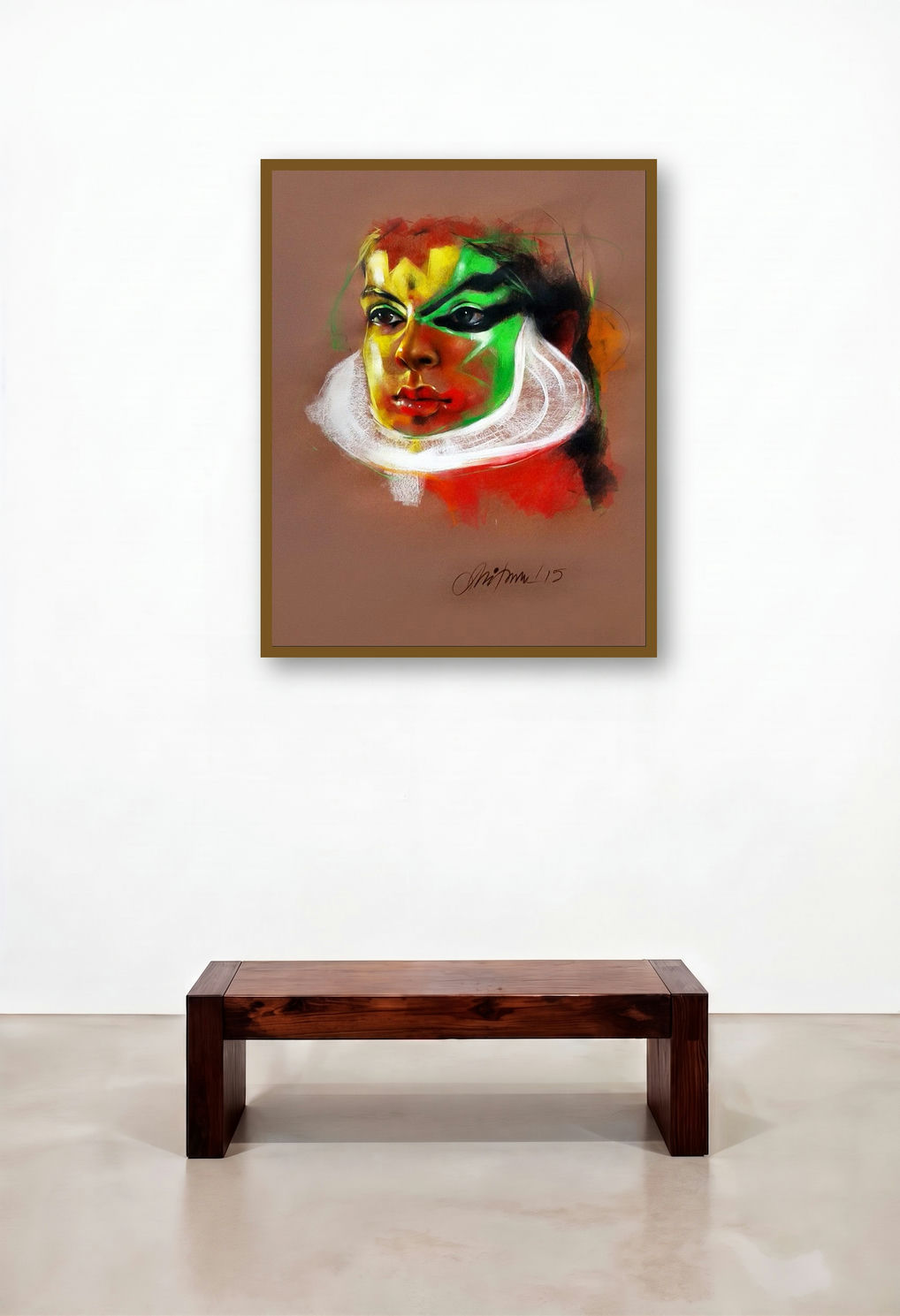 Expression (Kathakali Portrait) by artist Mithun Dutta displayed in a Art Deco Executive Office