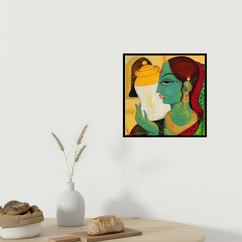 In-situ view of Priya Dhoot's 'Expression Of Lines (Untitled)' painting in a room