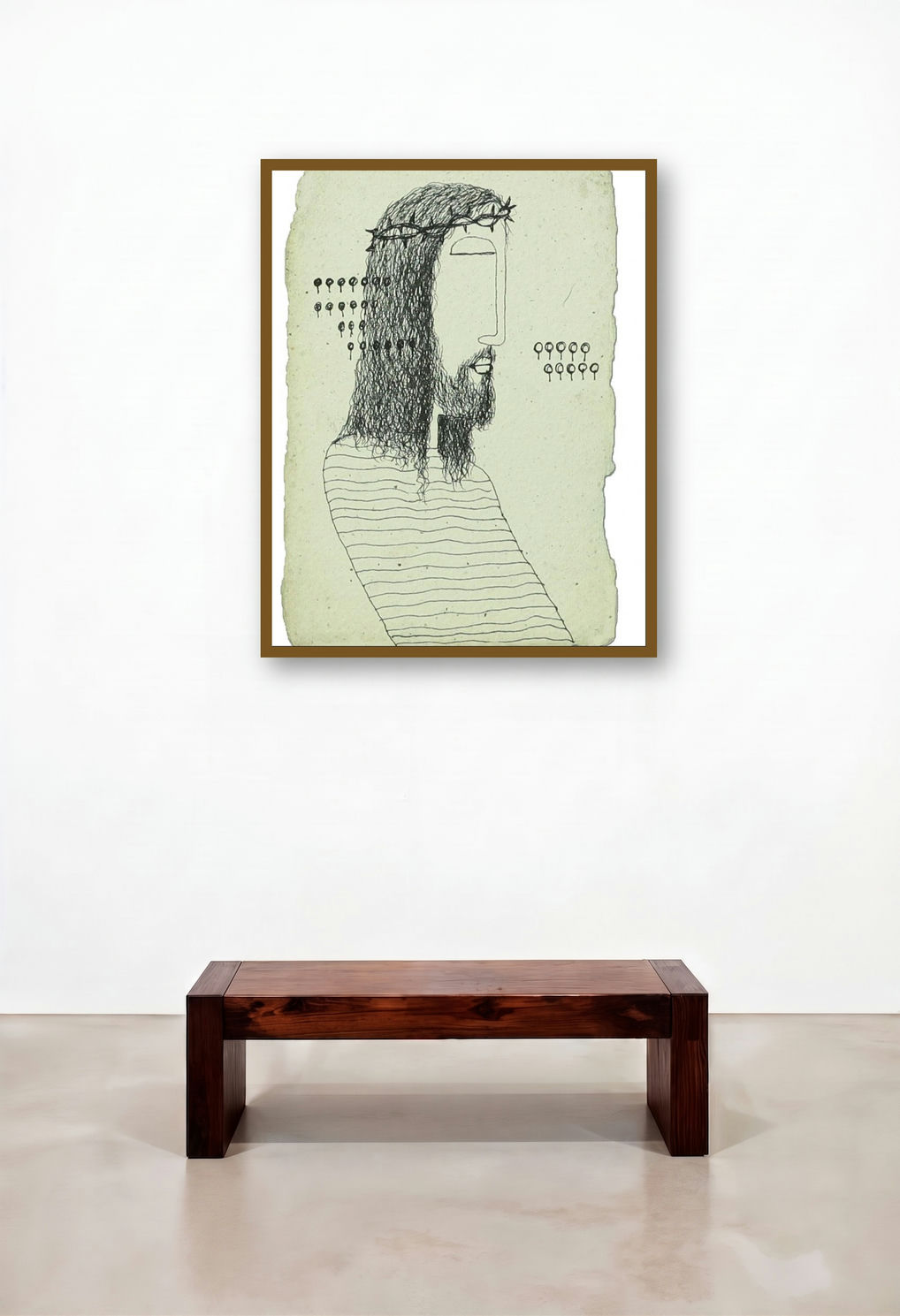 Expressions 2 (The Crown of Thorns) by artist Charlee Correia displayed in a Mid-Century Modern Lounge