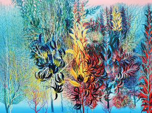 Exuberance Xvii (Exuberance XVII: A Celebration of Natures Abundance) by Kishore Kumar Sahu, Original Acrylic Nature Painting on Canvas, Large Horizontal Wall Art