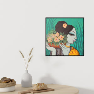 In-situ view of Varsha Kharatamal's 'Face 8' painting in a room