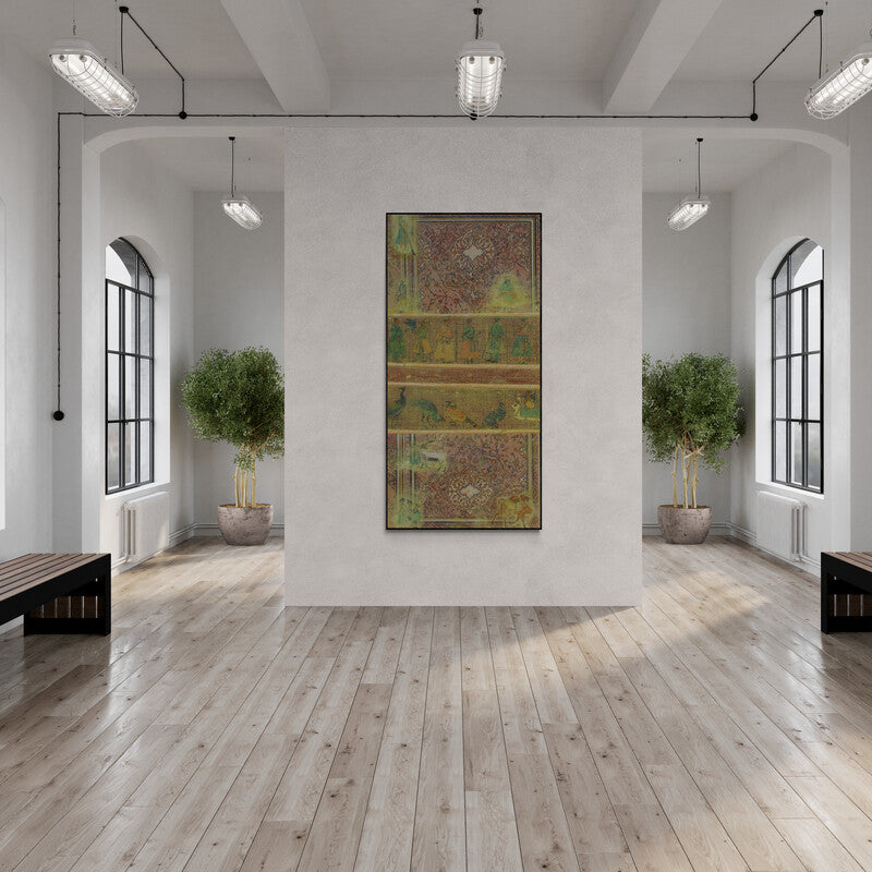 In-situ view of Krishnal Fulwala's 'Faded Wall 2 (A Tapestry of Time)' painting in a room