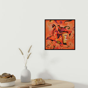 In-situ view of Vandana Rakesh's 'Fairy Tale Theatre (The Dance of Transformation)' painting in a room