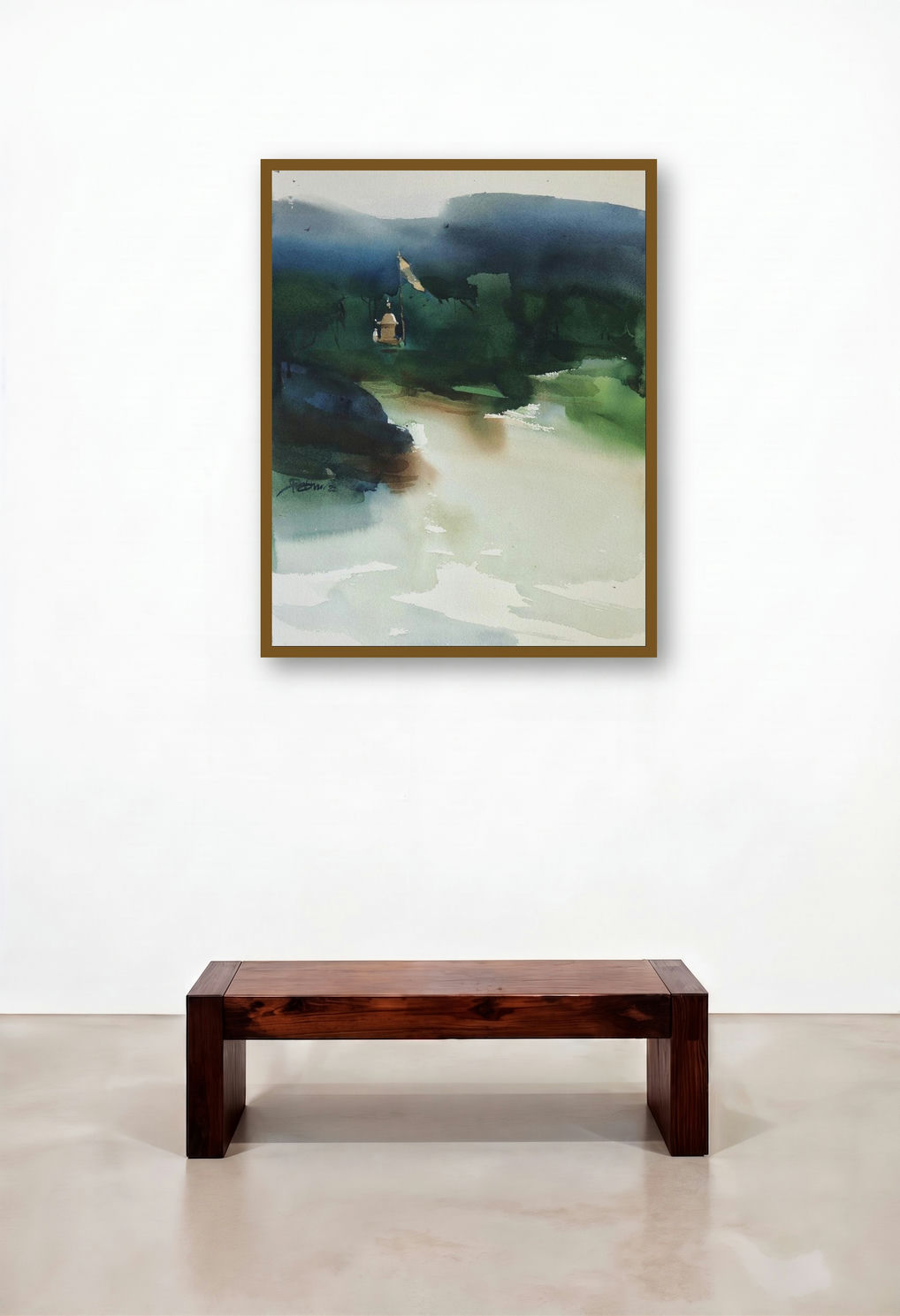 Faith In Peace (Enveloped in Serenity) by artist Prashant Prabhu displayed in a Modern Hotel Suite