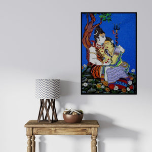 In-situ view of Someshwar's 'Faith (Shiva and Parvati's Embrace)' painting in a room