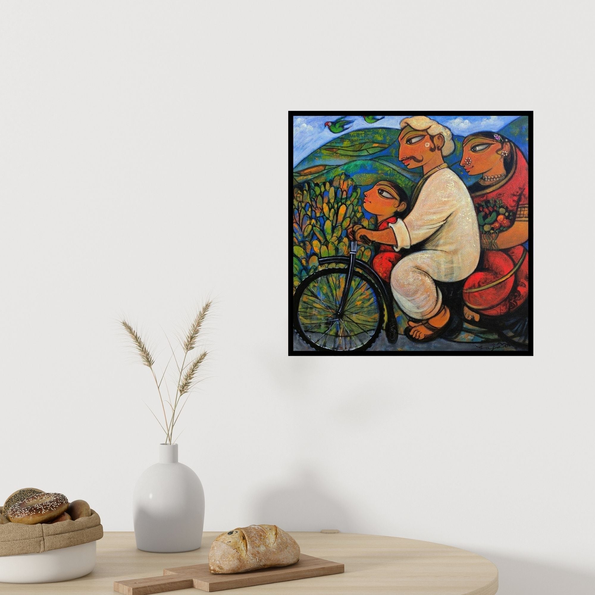 In-situ view of Ramesh Gujar's 'Family 7' painting in a room