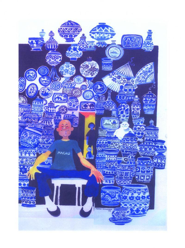 Famous Blue Pottery by Mario Miranda | ArtZolo.com