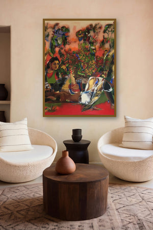 Farmer Couple In Chilli Farm (Figures in a Landscape) by artist Anjani Reddy displayed in a Designer gallery