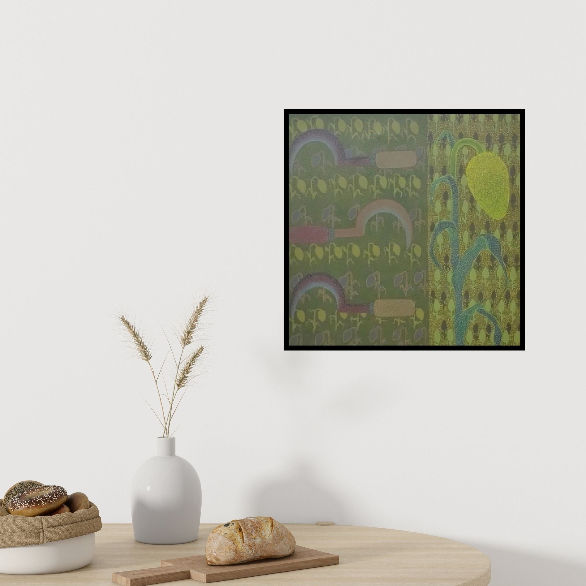 In-situ view of Rahul Pawar's 'Farmer Life (Cycle of Life)' painting in a room