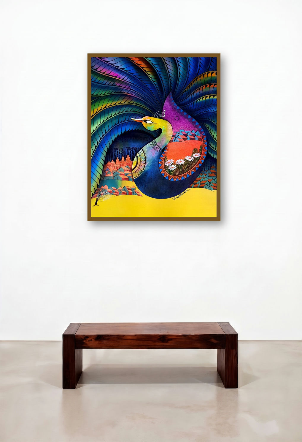 Fascination 9 (A Bird's-Eye View) by artist Sanjay Tandekar displayed in a Boutique Hotel Style Lounge