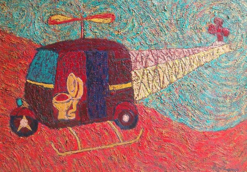 contemporary oil painting titled 'Fast Life', 30x48 inches, by artist Suraj Nagwanshi on Canvas