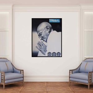 In-situ view of Abid Shaikh's 'The Father Of Nation (Gandhi's Silent Plea)' painting in a room