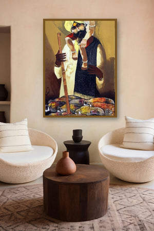 Father Shepherd (Pastoral Guardians) by artist Raosaheb Gurav displayed in a Contemporary gallery