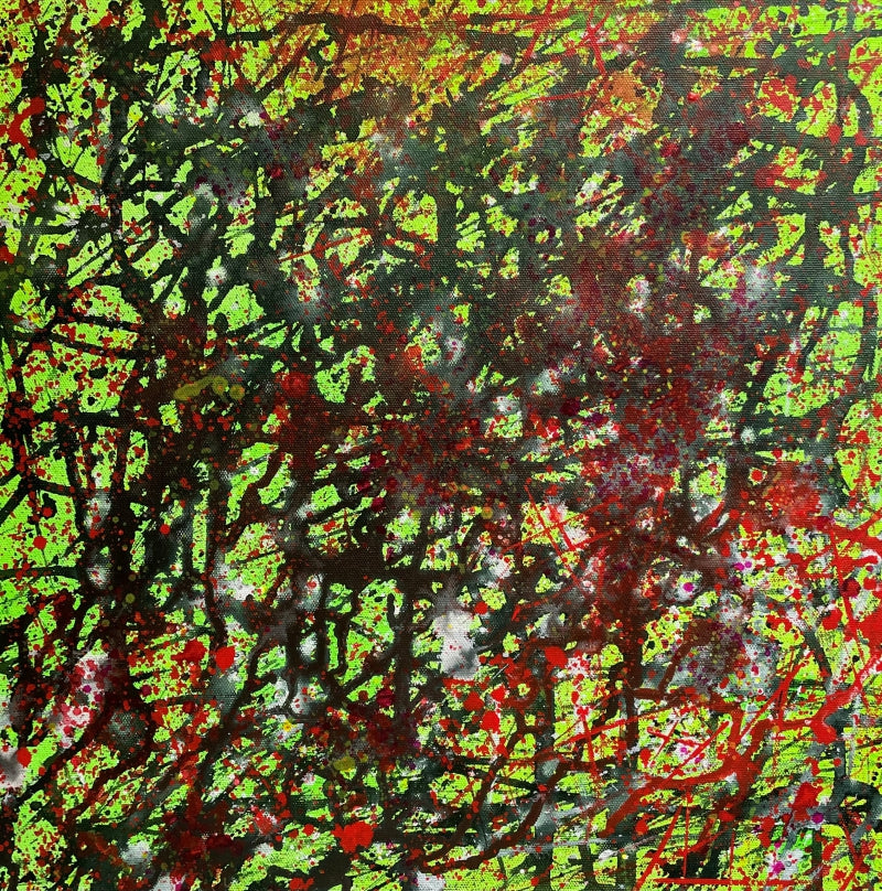 Fear Of Unknown' abstract acrylic painting by artist Umesh Pandey, 16x16 inch, on canvas