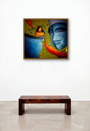 Feeling Love (Celestial Resonance) by artist Samir Sarkar displayed in a Eclectic Lounge