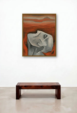 Feelling (Solitude in the Flames) by artist Akashay Avsare displayed in a Transitional Hotel Suite
