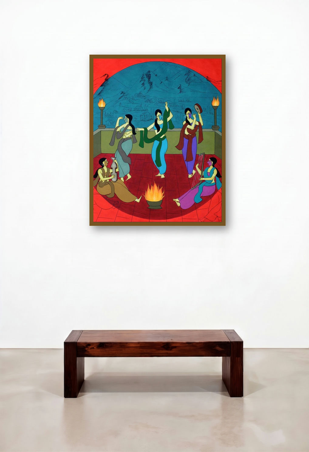 Festivity (Celebration in Times of Change) by artist Chetan Katigar displayed in a Modern Lounge