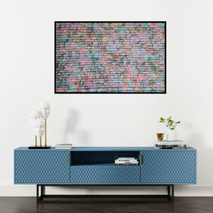 Preview of 'Field Of Flowers (Digital Tapestry)' Painting by Ketki Fadnis shown on a wall in a furnished room.