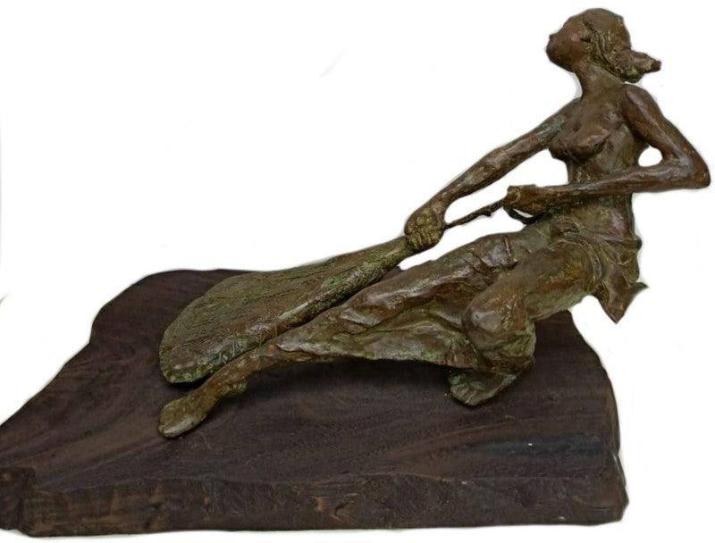 Figurative sculpture titled 'Fighter', 14x21x11 inches, by artist Chaitali Chanda on Bronze