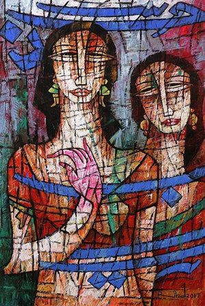 Figurative acrylic painting titled 'Figurative Painting 2', 24x36 inches, by artist A S Rind on Canvas