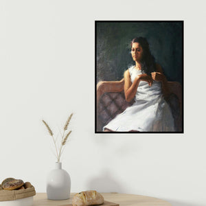 Siddharth Gavade's 'Figure 2' painting visualized above a sofa in a contemporary room.