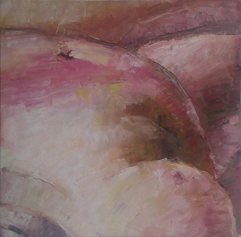 Nude oil painting titled 'Figurescape 06', 19x19 inches, by artist Prasad Bhardwaja on Canvas