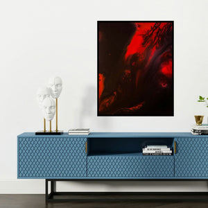 'Fire 2' painting by Kartikey Sharma shown on a wall in a furnished room.