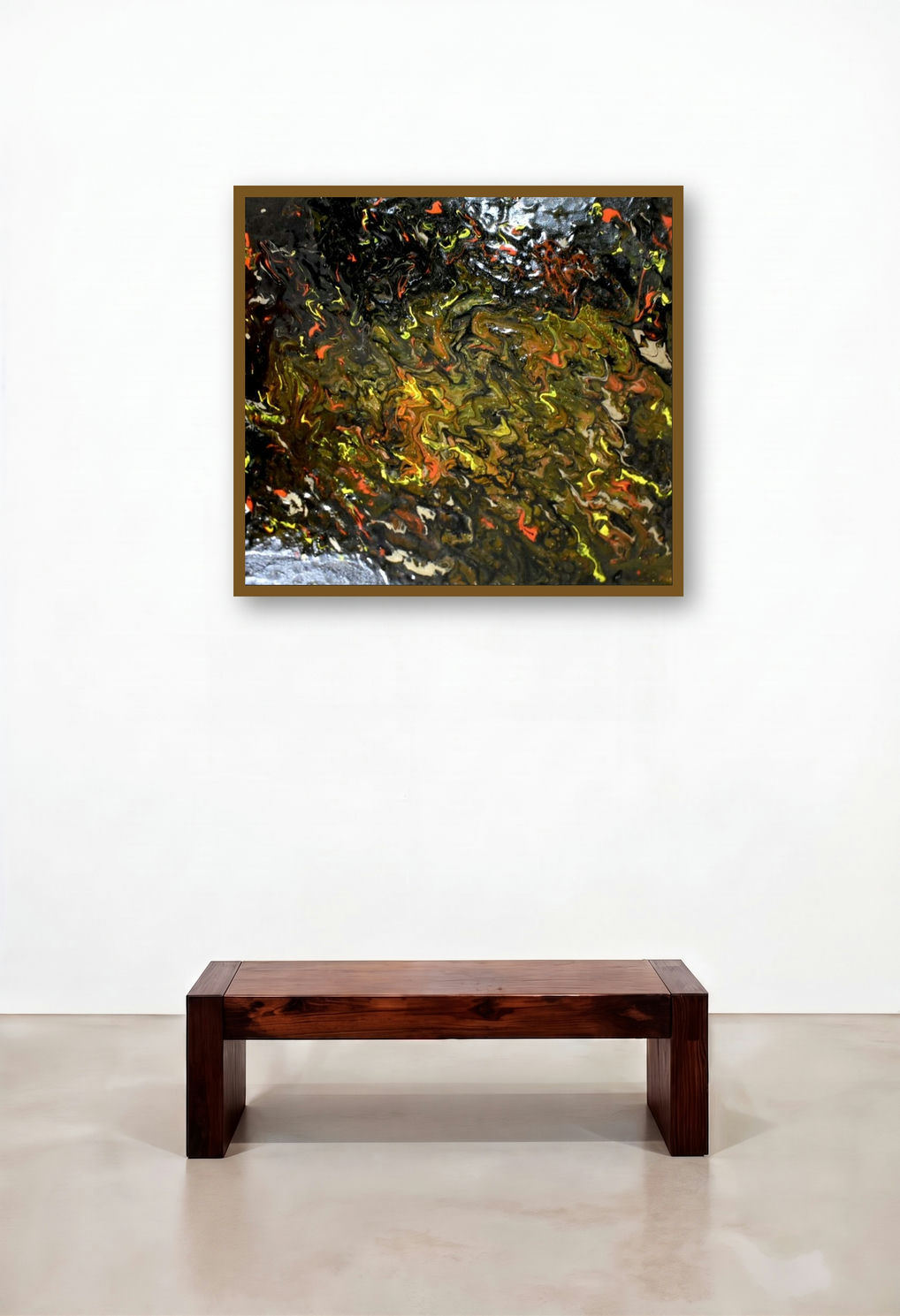 Fire (Volcanic Eruption) by artist Anshuman Acharya displayed in a Contemporary Lounge